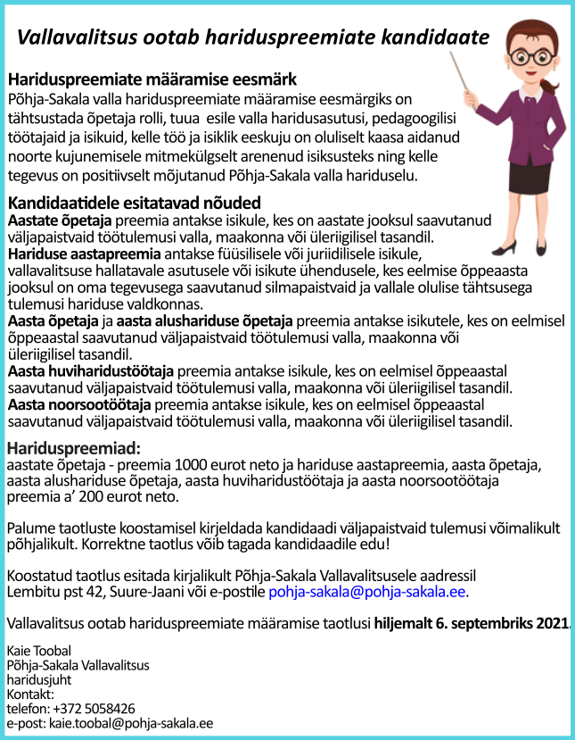Hariduspreemiate kandidaatide esitamine