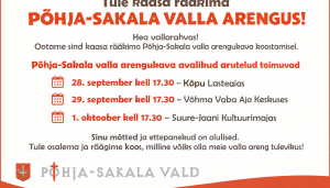 Arengukava avalikud arutelud:  28. september Kõpu Lasteaias 29. september Võhma Vaba Aja Keskuses 1. oktoober Suure-Jaani Kultuurimajas